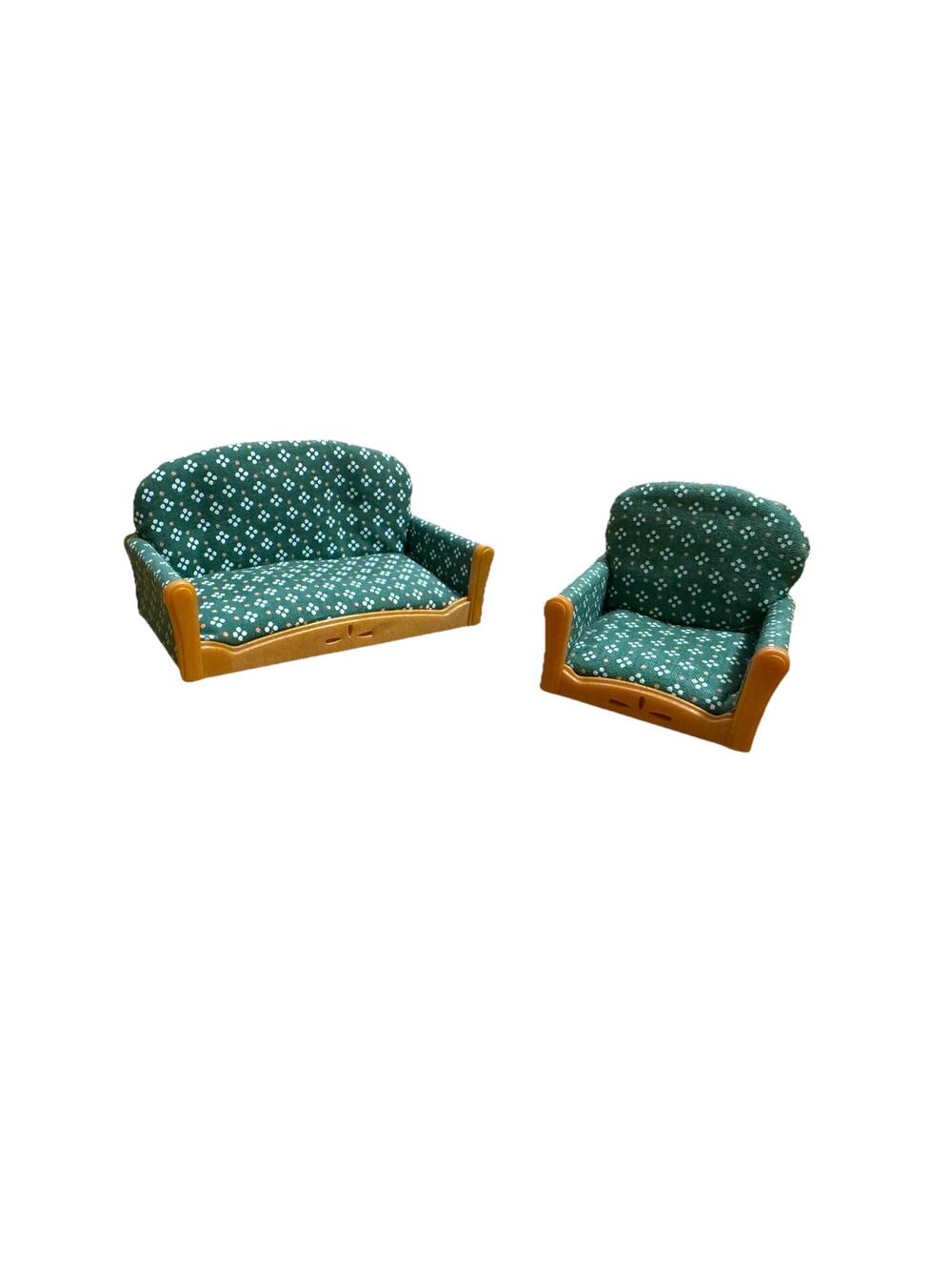 DOLL HOUSE Green Sofa & Chair Set Of 2